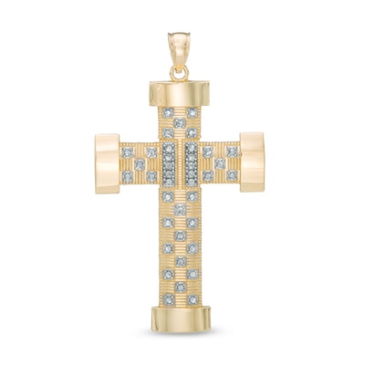 Previously Owned - Men's Large Cross Necklace Charm in 10K Gold