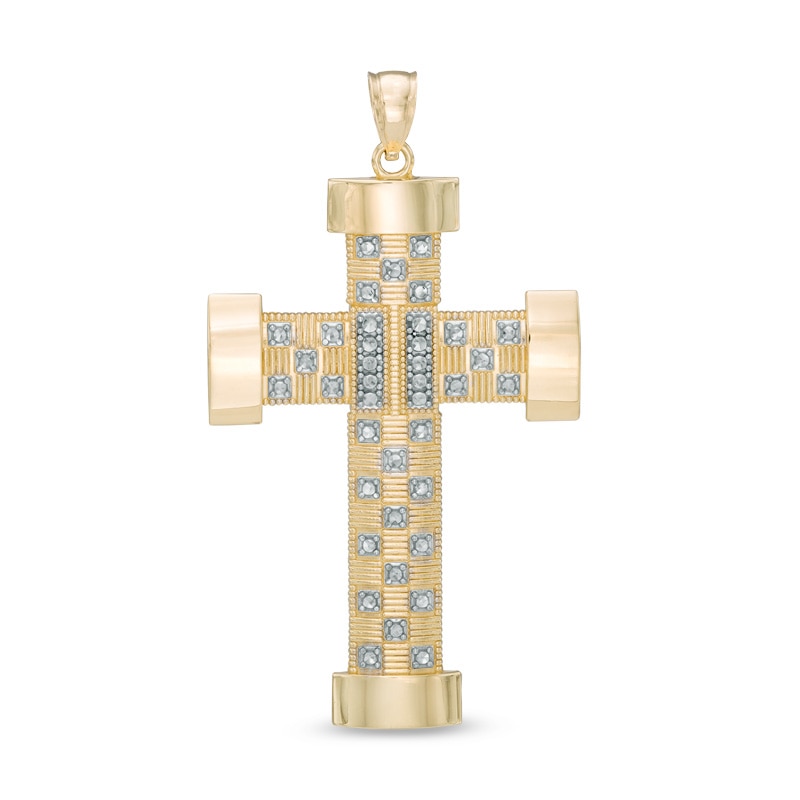 Previously Owned - Men's Large Cross Necklace Charm in 10K Gold