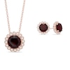 Thumbnail Image 0 of Previously Owned - Garnet and Lab-Created White Sapphire Pendant and Earrings Set in Sterling Silver