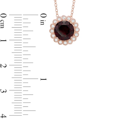 Previously Owned - Garnet and Lab-Created White Sapphire Pendant and Earrings Set in Sterling Silver