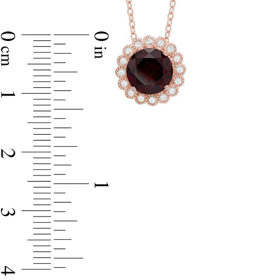 Previously Owned - Garnet and Lab-Created White Sapphire Pendant and Earrings Set in Sterling Silver