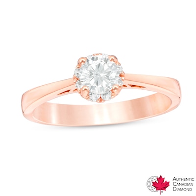 Previously Owned - 0.50 CT. T.W. Diamond Frame Engagement Ring in 14K Rose Gold (I/I1)