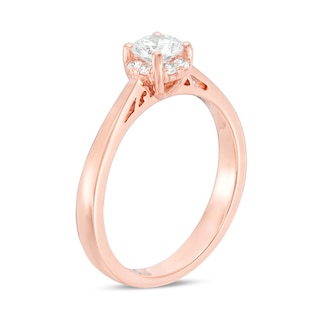 Previously Owned - 0.50 CT. T.W. Diamond Frame Engagement Ring in 14K Rose Gold (I/I1)