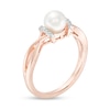 Previously Owned-6.0mm Freshwater Cultured Pearl and Diamond Accent Collar Twist Shank Ring in 10K Rose Gold