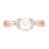 Previously Owned-6.0mm Freshwater Cultured Pearl and Diamond Accent Collar Twist Shank Ring in 10K Rose Gold