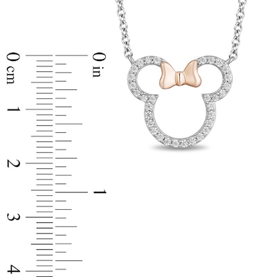 Previously Owned - Mickey Mouse & Minnie Mouse 0.18 CT. T.W. Diamond Necklace in Sterling Silver and 10K Rose Gold