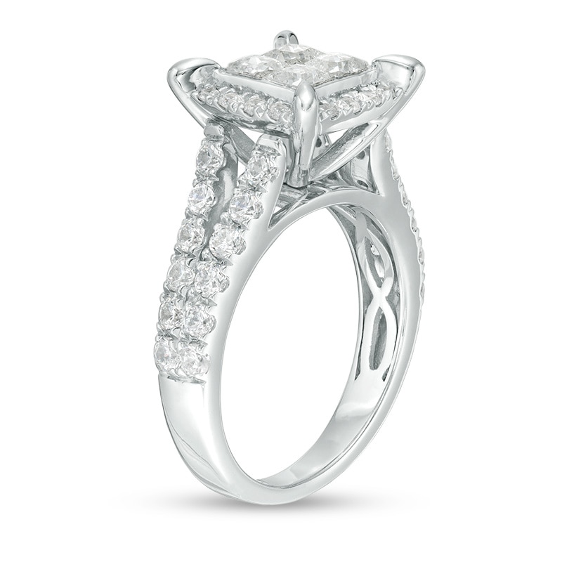 Previously Owned - 2.00 CT. T.W. Quad Princess-Cut Diamond Frame Engagement Ring in 14K White Gold|Peoples Jewellers