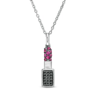 Previously Owned - Marilyn Monroe™ Collection Lab-Created Ruby and 0.12 CT. T.W. Black Diamond Pendant