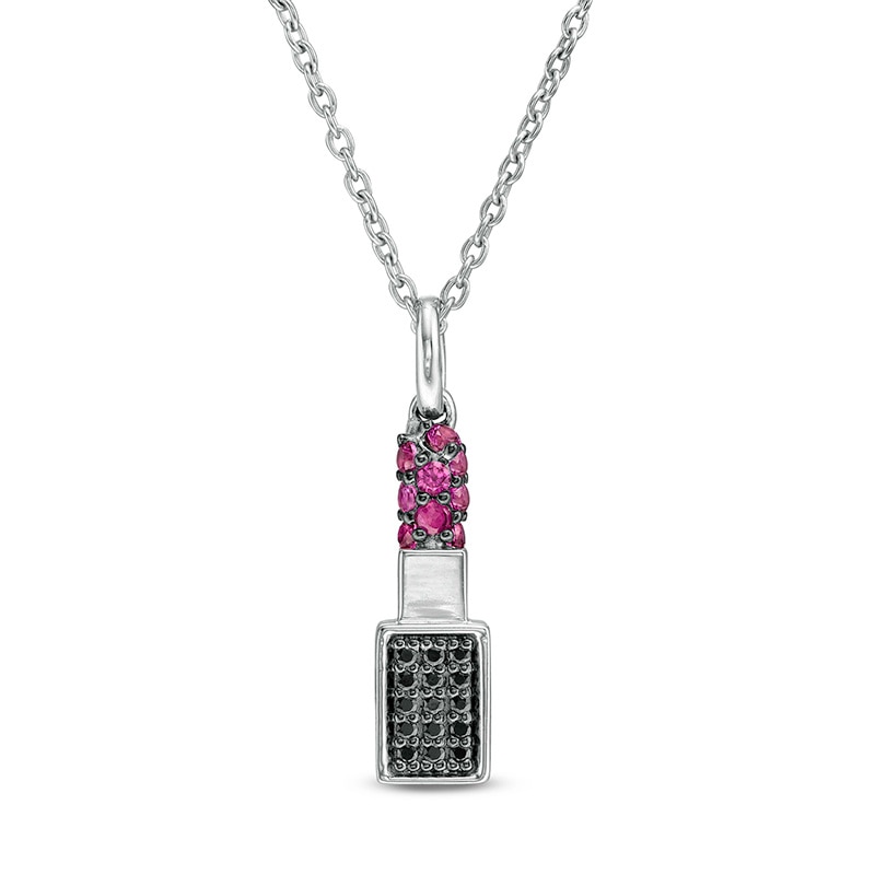 Previously Owned - Marilyn Monroe™ Collection Lab-Created Ruby and 0.12 CT. T.W. Black Diamond Pendant|Peoples Jewellers