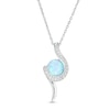 Thumbnail Image 0 of Previously Owned - 7.0mm Lab-Created Blue Opal and White Sapphire Swirl Pendant in Sterling Silver