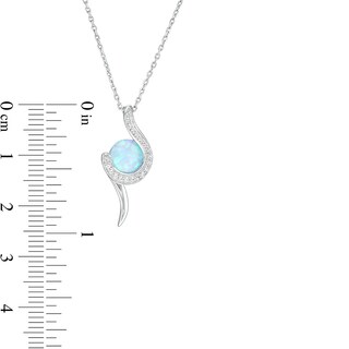 Previously Owned - 7.0mm Lab-Created Blue Opal and White Sapphire Swirl Pendant in Sterling Silver