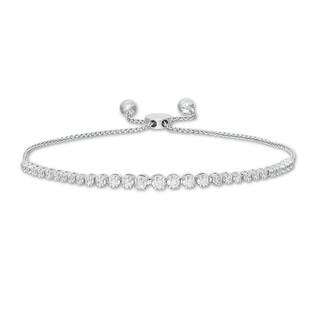 Previously Owned - Marilyn Monroe™ Collection 0.50 CT. T.W. Journey Diamond Bolo Bracelet in 10K White Gold - 9.5"