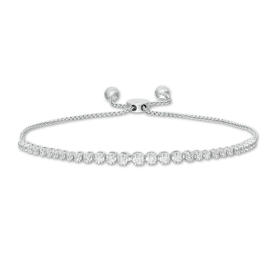 Previously Owned - Marilyn Monroe™ Collection 0.50 CT. T.W. Journey Diamond Bolo Bracelet in 10K White Gold - 9.5"