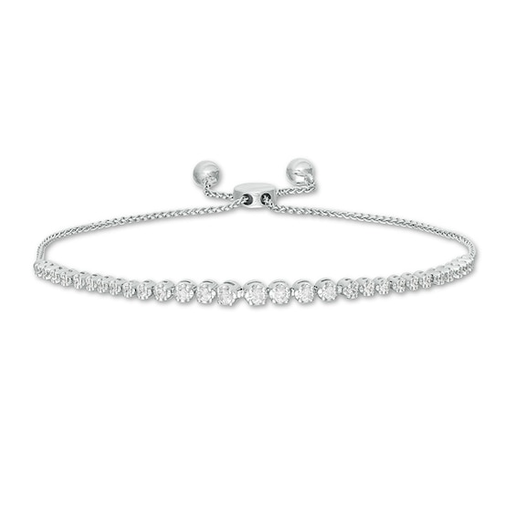 Previously Owned - Marilyn Monroe™ Collection 0.50 CT. T.W. Journey Diamond Bolo Bracelet in 10K White Gold - 9.5"