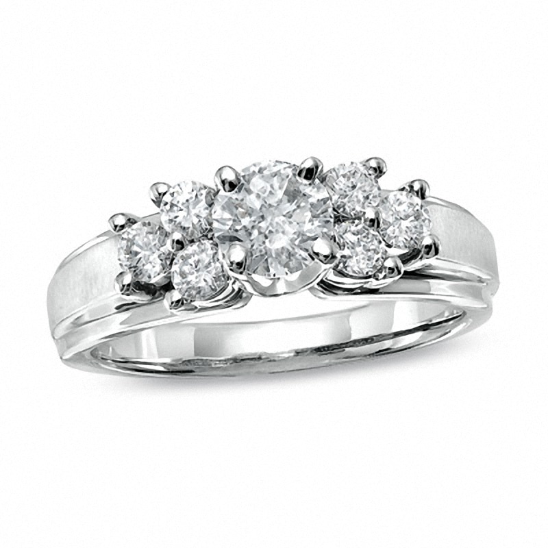 Previously Owned - 1.00 CT. T.W. Diamond Cluster Engagement Ring in 14K White Gold|Peoples Jewellers
