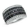 Thumbnail Image 0 of Previously Owned - 2.00 CT. T.W. Enhanced Black and White Diamond Race Track Ring in 10K White Gold