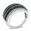 Previously Owned - 2.00 CT. T.W. Enhanced Black and White Diamond Race Track Ring in 10K White Gold