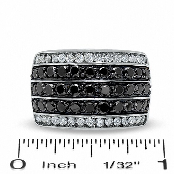 Previously Owned - 2.00 CT. T.W. Enhanced Black and White Diamond Race Track Ring in 10K White Gold