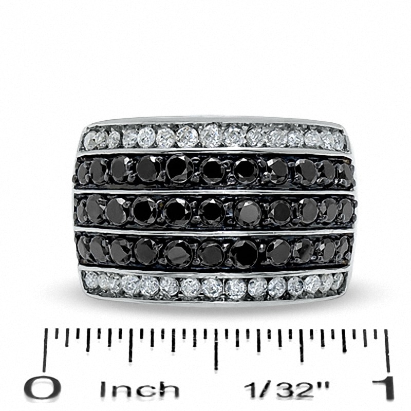 Previously Owned - 2.00 CT. T.W. Enhanced Black and White Diamond Race Track Ring in 10K White Gold|Peoples Jewellers