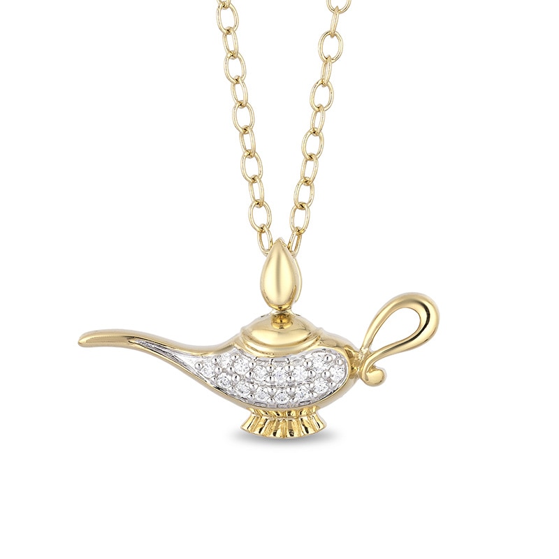Previously Owned - Enchanted Disney Jasmine Diamond Accent Genie Lamp Pendant in 10K Gold - 19"|Peoples Jewellers