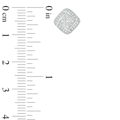 Previously Owned - 0.17 CT. T.W. Composite Diamond Cushion Weave Frame Pendant, Stud Earrings and Ring Set