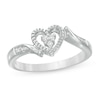 Thumbnail Image 0 of Previously Owned - 0.05 CT. T.W. Diamond Heart-Shaped Bypass Promise Ring in Sterling Silver