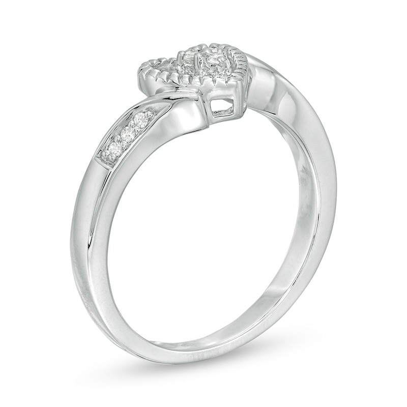 Previously Owned - 0.05 CT. T.W. Diamond Heart-Shaped Bypass Promise Ring in Sterling Silver|Peoples Jewellers