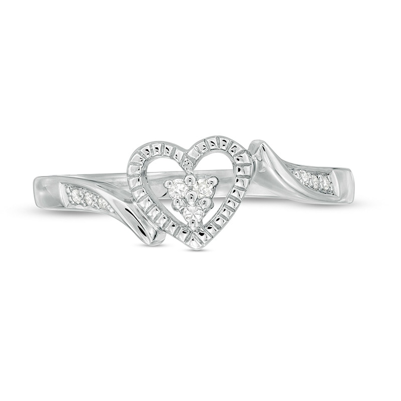 Previously Owned - 0.05 CT. T.W. Diamond Heart-Shaped Bypass Promise Ring in Sterling Silver|Peoples Jewellers