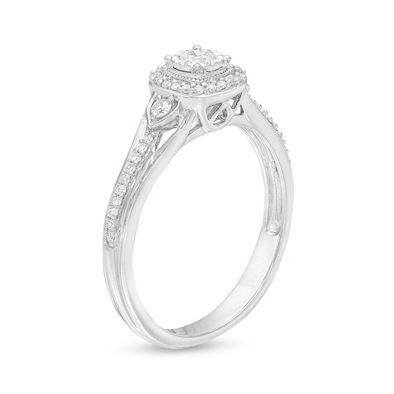 Previously Owned - 0.25 CT. T.W. Diamond Cushion Frame Promise Ring in 10K White Gold