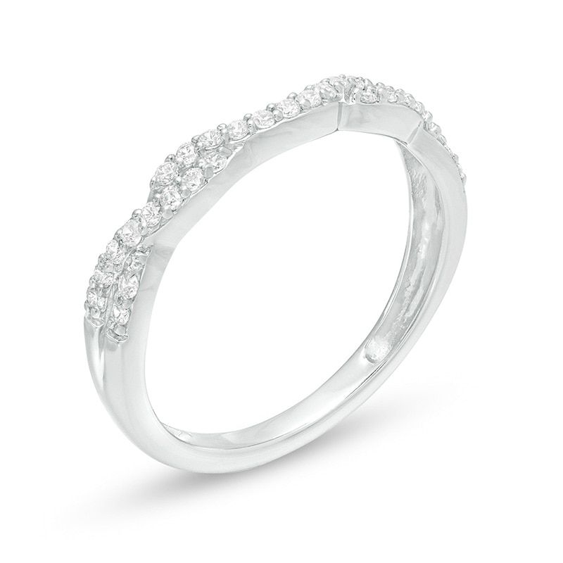 Main Image 2 of Previously Owned - 0.20 CT. T.W. Diamond Twist Contour Anniversary Band in 14K White Gold