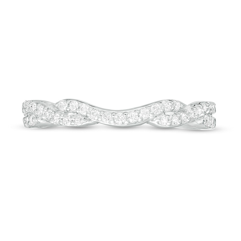 Main Image 3 of Previously Owned - 0.20 CT. T.W. Diamond Twist Contour Anniversary Band in 14K White Gold