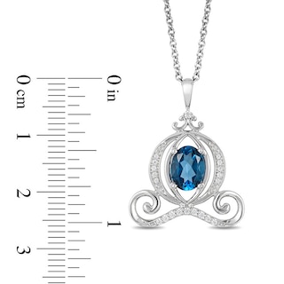 Previously Owned - Enchanted Disney Cinderella Oval London Blue Topaz and 0.085 CT. T.W. Diamond Carriage Pendant