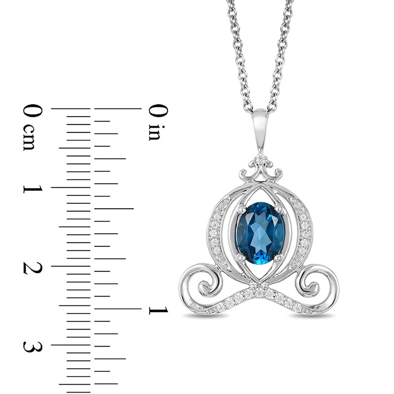Previously Owned - Enchanted Disney Cinderella Oval London Blue Topaz and 0.085 CT. T.W. Diamond Carriage Pendant|Peoples Jewellers