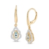 Thumbnail Image 0 of Previously Owned - Pear-Shaped Swiss Blue Topaz and 0.18 CT. T.W. Diamond Scallop Frame Drop Earrings in 10K Gold