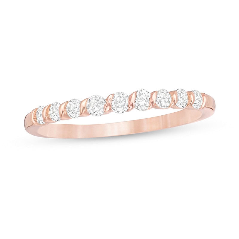 Previously Owned - 0.30 CT. T.W. Diamond Nine Stone Twist Anniversary Band in 10K Rose Gold|Peoples Jewellers