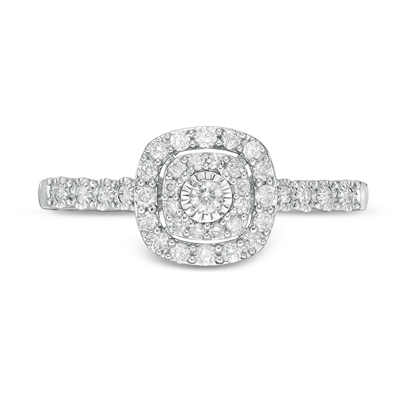 Previously Owned - 0.25 CT. T.W. Diamond Double Cushion Frame Promise Ring in 10K White Gold|Peoples Jewellers