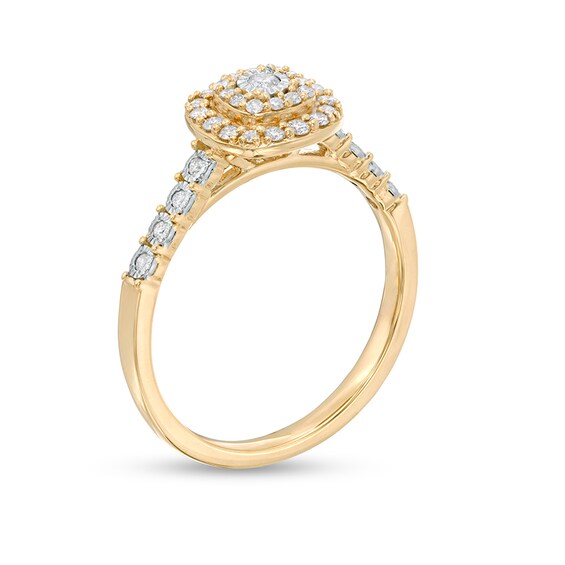 Previously Owned - 0.25 CT. T.W. Diamond Double Cushion Frame Engagement Ring in 10K Gold