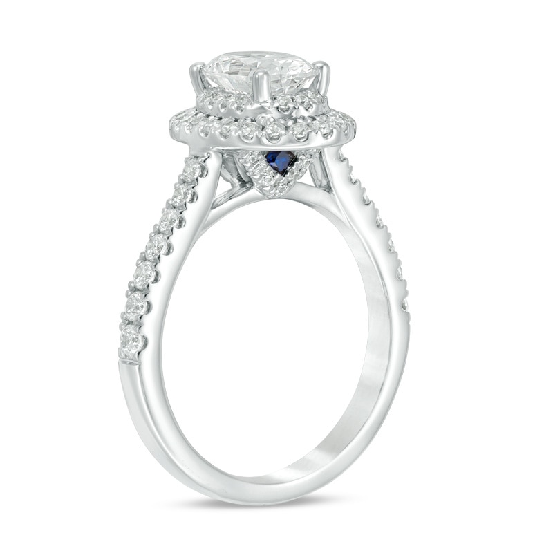 Previously Owned - Vera Wang Love Collection 1.58 CT. T.W. Oval Diamond Frame Engagement Ring in 14K White Gold