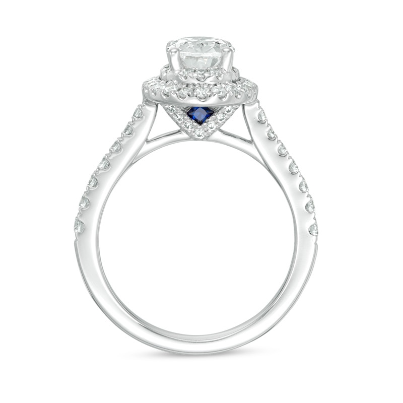 Previously Owned - Vera Wang Love Collection 1.58 CT. T.W. Oval Diamond Frame Engagement Ring in 14K White Gold