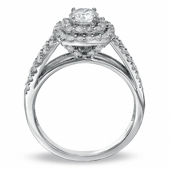 Previously Owned - 1.47 CT. T.W. Diamond Double Frame Bridal Set in 14K White Gold