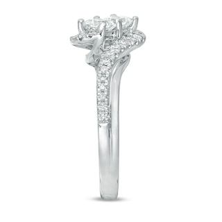 Previously Owned - Ever Us™ 1.00 CT. T.W. Two-Stone Princess-Cut Diamond Tilted Bypass Frame Ring in 14K White Gold