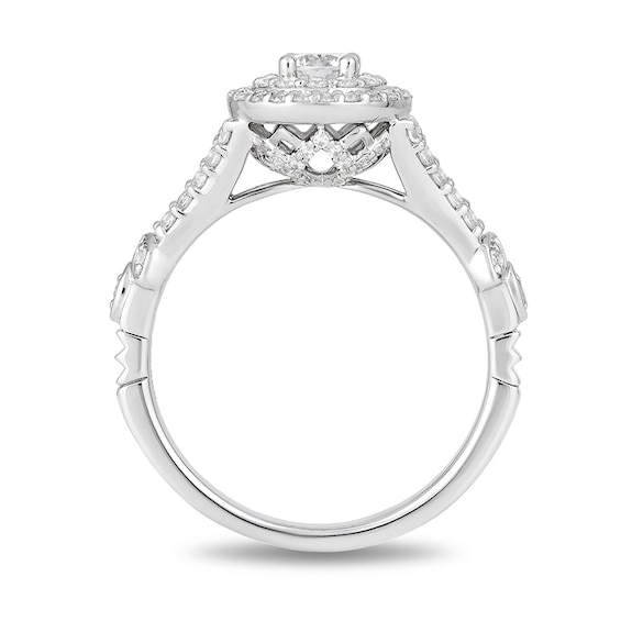 Previously Owned - Enchanted Disney Tiana 0.75 CT. T.W. Diamond Double Frame Engagement Ring in 14K White Gold