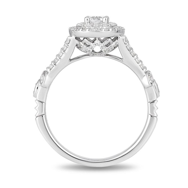 Previously Owned - Enchanted Disney Tiana 0.75 CT. T.W. Diamond Double Frame Engagement Ring in 14K White Gold|Peoples Jewellers