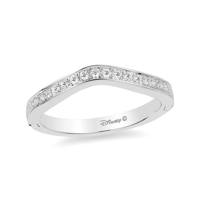 Main Image 1 of Previously Owned - Enchanted Disney Princess 0.18 CT. T.W. Diamond Contour Wedding Band in 14K White Gold