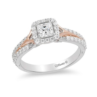 Previously Owned - Enchanted Disney Aurora 0.75 CT. T.W. Princess-Cut Diamond Frame Engagement Ring in 14K Two-Tone Gold