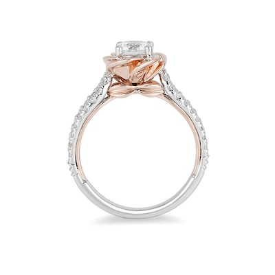 Previously Owned - Enchanted Disney Belle 1.25 CT. T.W. Diamond Rose Frame Engagement Ring in 14K Two-Tone Gold