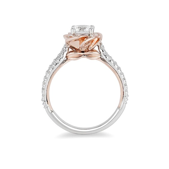 Previously Owned - Enchanted Disney Belle 1.25 CT. T.W. Diamond Rose Frame Engagement Ring in 14K Two-Tone Gold