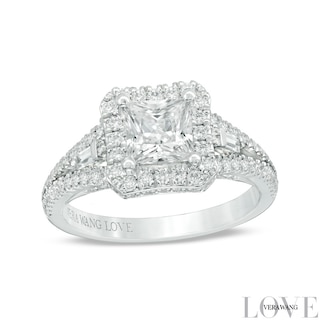 Previously Owned - Vera Wang Love Collection 1.69 CT. T.W. Diamond Frame Engagement Ring in 14K White Gold (I/SI2)