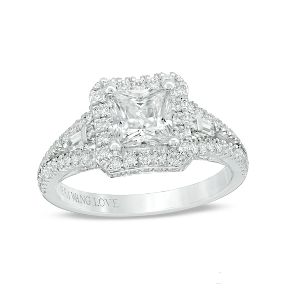 Previously Owned - Vera Wang Love Collection 1.69 CT. T.W. Diamond Frame Engagement Ring in 14K White Gold (I/SI2)