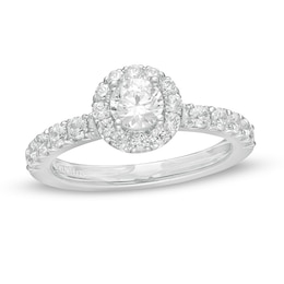 Previously Owned - Vera Wang Love Collection 0.95 CT. T.W. Diamond Frame Engagement Ring in 14K White Gold